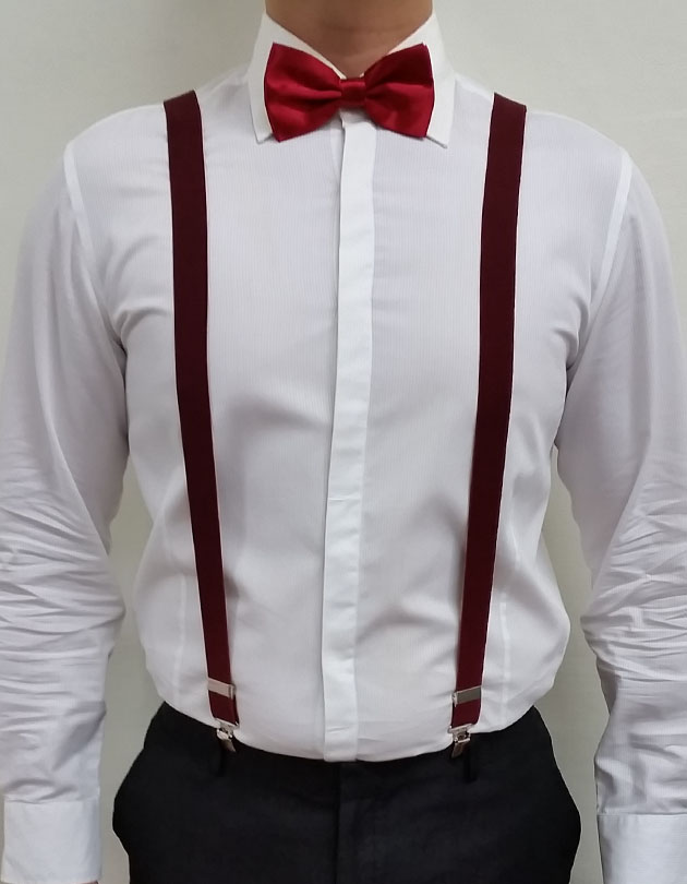 Suspenders in Maroon